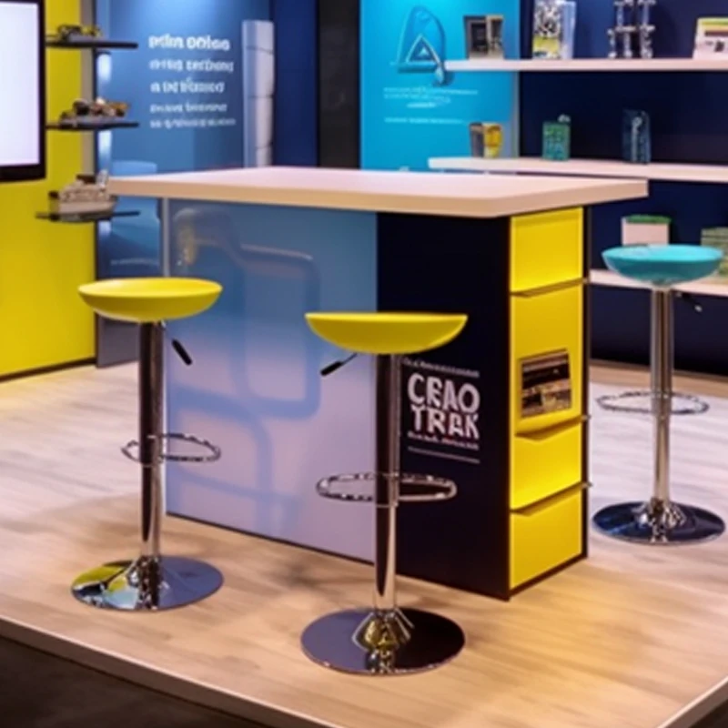 Conception de cabine d'exposition avec étagère TV, profil en aluminium, bord éclairé, présentoir mural en tissu de Tension sans cadre