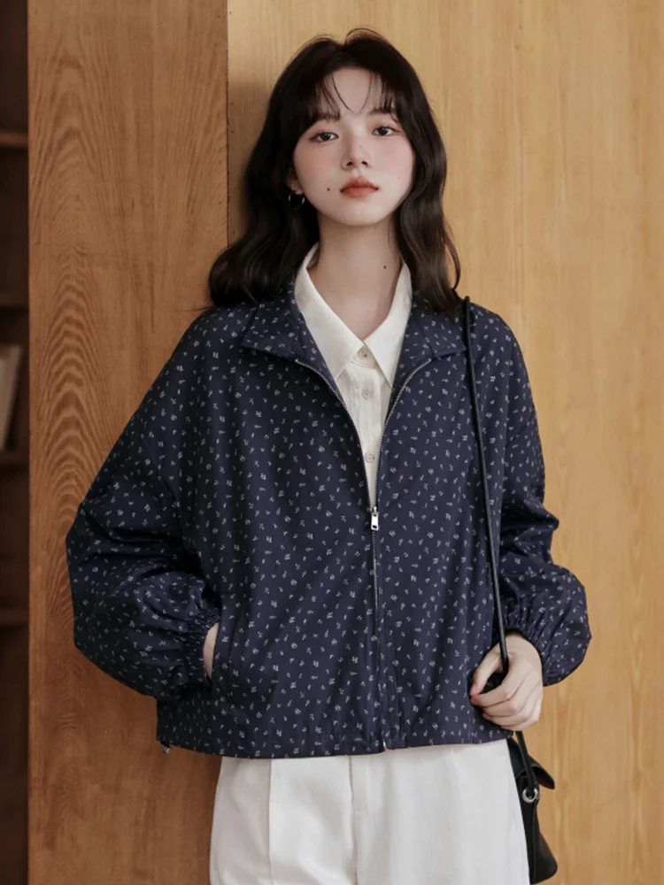 Or Jaet – manteau à imprimé Floral rétro pour femme, nouveau petit Design, col montant, fermeture éclair, coupe ample, automne 2025