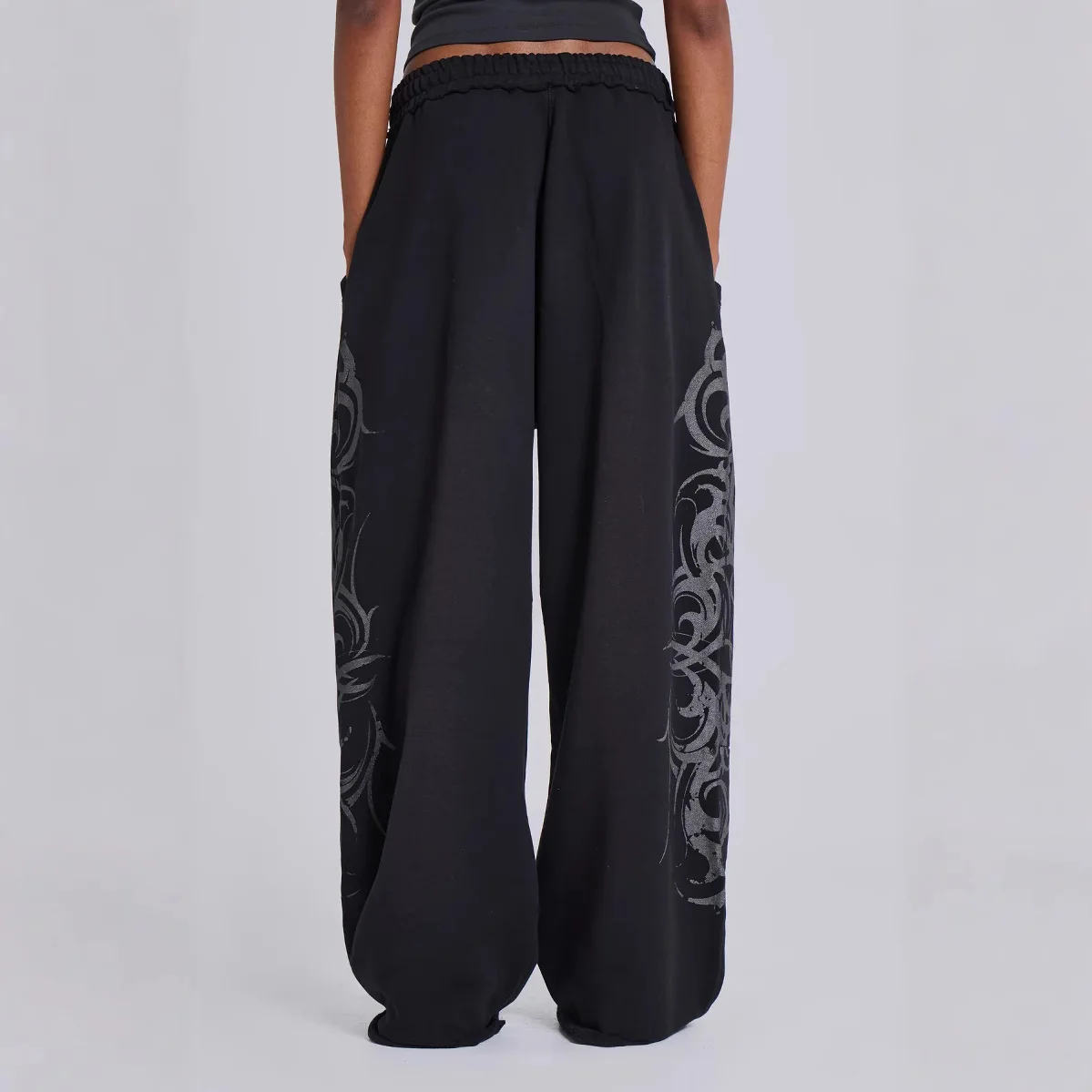 

Ретро Американский Y2K Тотемный принт Широкие брюки Street Sle Hot Girl Повседневные свободные длинные брюки Модные хлопковые брюки с высокой талией в полиэстере...