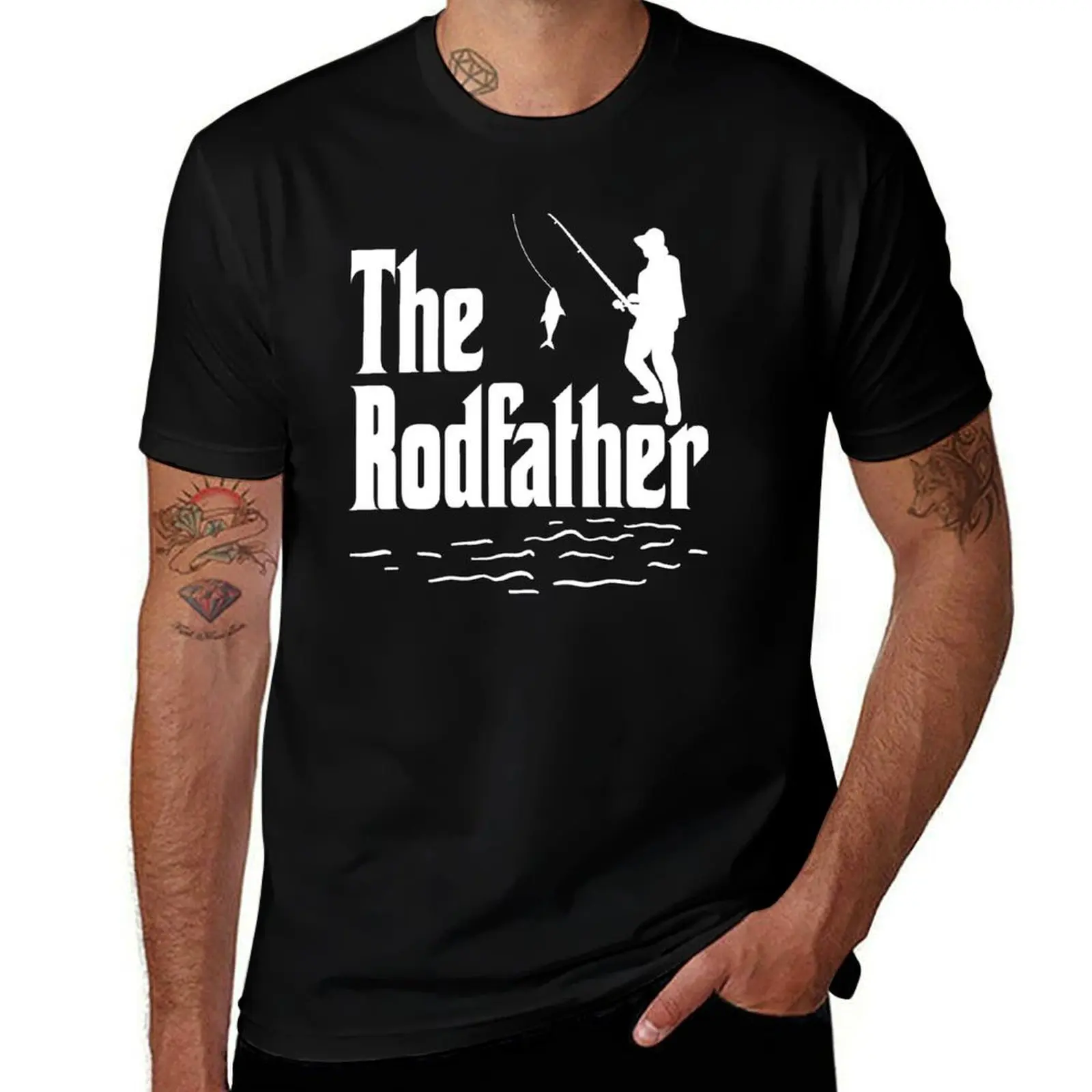 the rodfather,fishing T-Shirt Casual Loose Short Sleeve Tee for Men