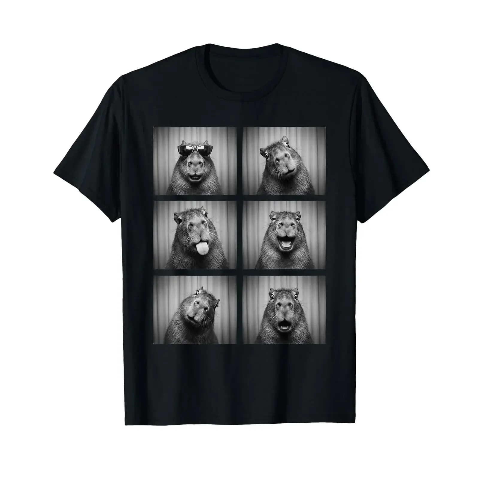 Capybara Photobooth Rodent Funny Animal Portrait T Shirt vintage Washed Comfortable Stretched Breathable Versatile streetwear