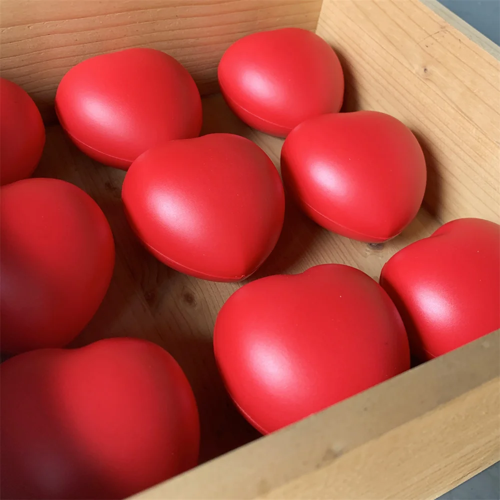 Big Small Bouncy Ball Heart Shape Stress Ball Soft Slow Rising Stress Relief Sticky Hand Grip Pressure Ball Play Kids Adults Joy