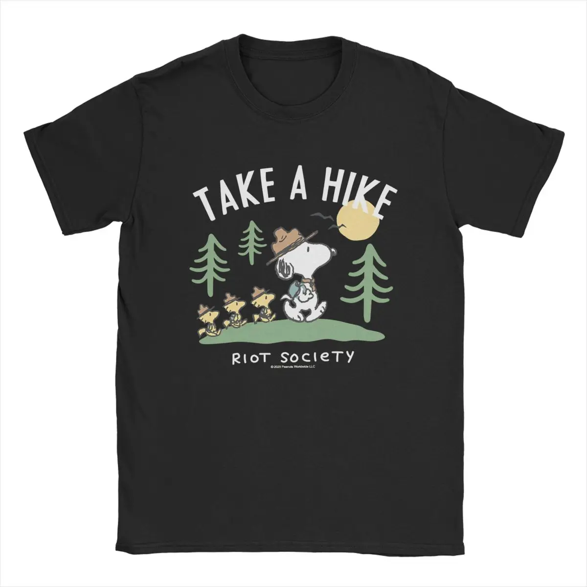 Men's Official Peanuts Snoopy Take A Hike T Shirt 100% Cotton Tops Fashion Short Sleeve Round Collar Tee Shirt Printed T-Shirt