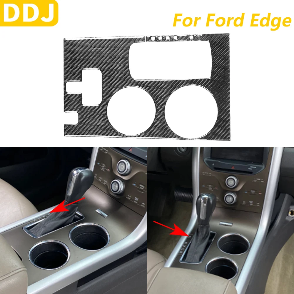 

For Ford Edge 2011-2014 Carbon Fiber Gear Shift Water Cup Holder Panel Set Decorative Cover Car Accessories Interior Sticker