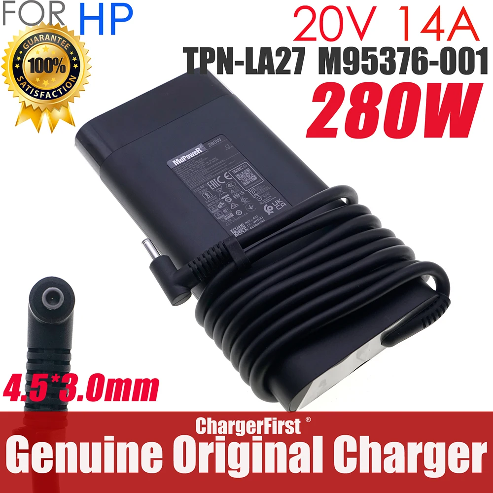 Original TPN-LA27 M95376-001 280W 20V 14A AC Adapter for HP OMEN 16-wf1000 16-xf1000 16-wf1xxx 16-xf1xxx Gaming Laptop 4.5x3.0mm