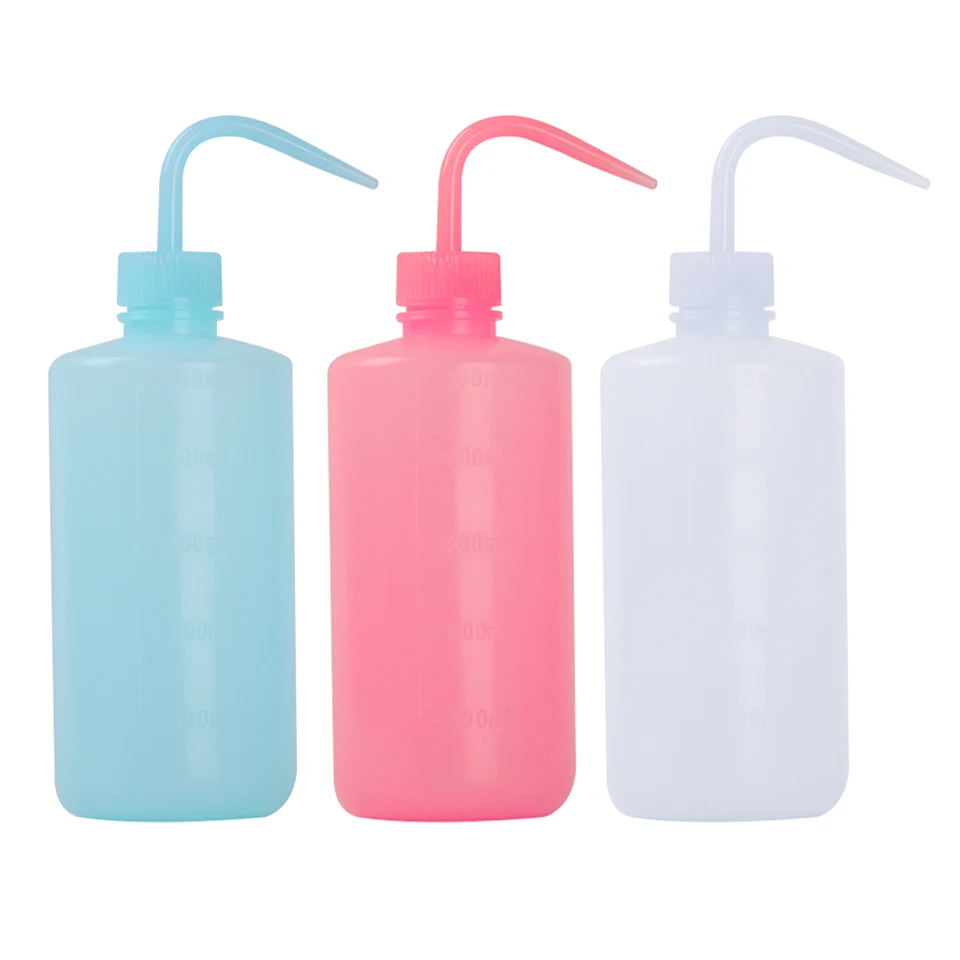 Garrafa de lavagem de cílios, 150/250/500ml, removedor de cosméticos, cotovelo, boca estreita, tubo longo, limpo, sobrancelha, cuidados com a pele, ferramentas de maquiagem