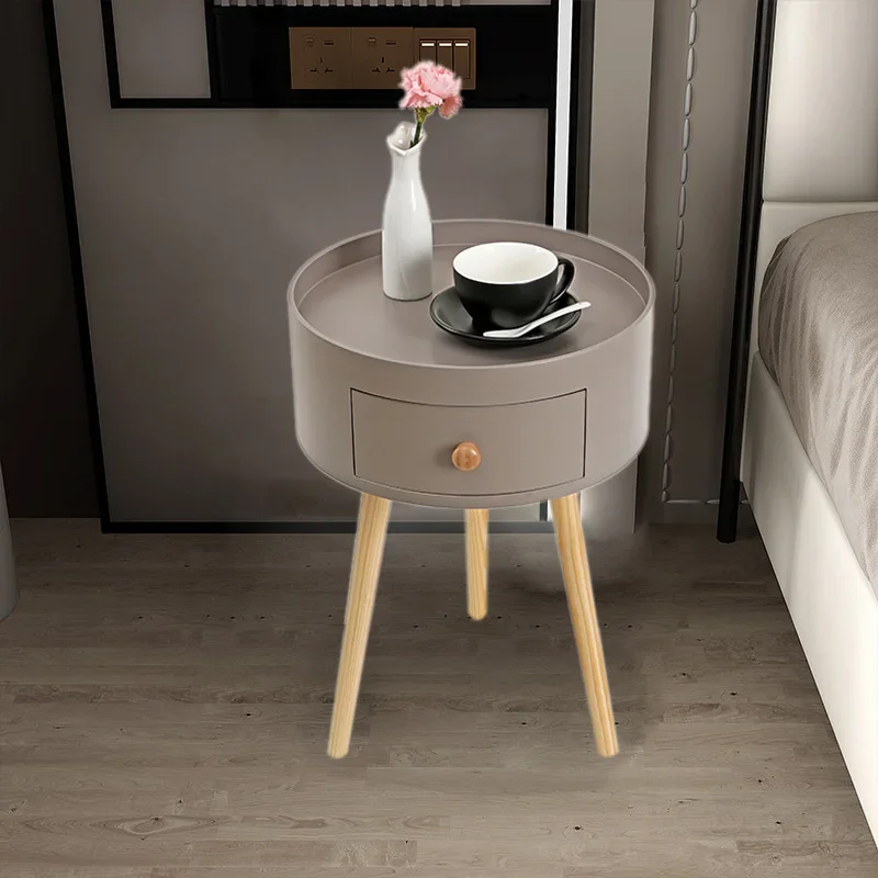 

Nordic Style Three Legs Bedside Table Bedroom Wooden Nightstand Light Luxury Simple Small Round Table Desk Lockers Coffee Table