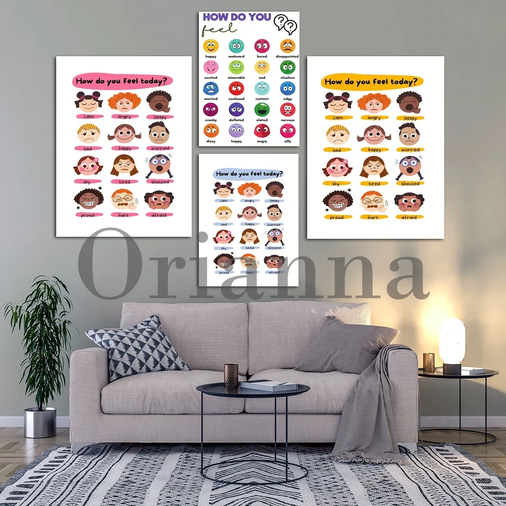 How Are You Feeling All Feelings Are Welcome Here Inclusive Art Canvas Feeling Chart Emotions Poster Therapy Feelings Are Valid