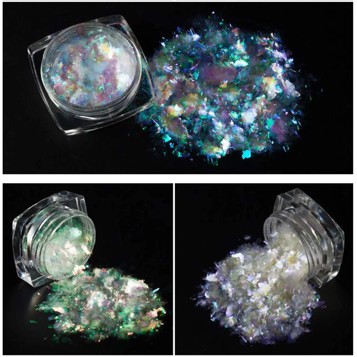 12colors Chameleon Irregular Flakes Nail Powder Holographic Aurora Mermaid Nail Sequins Iridescent Pigment Nail Art Decoration