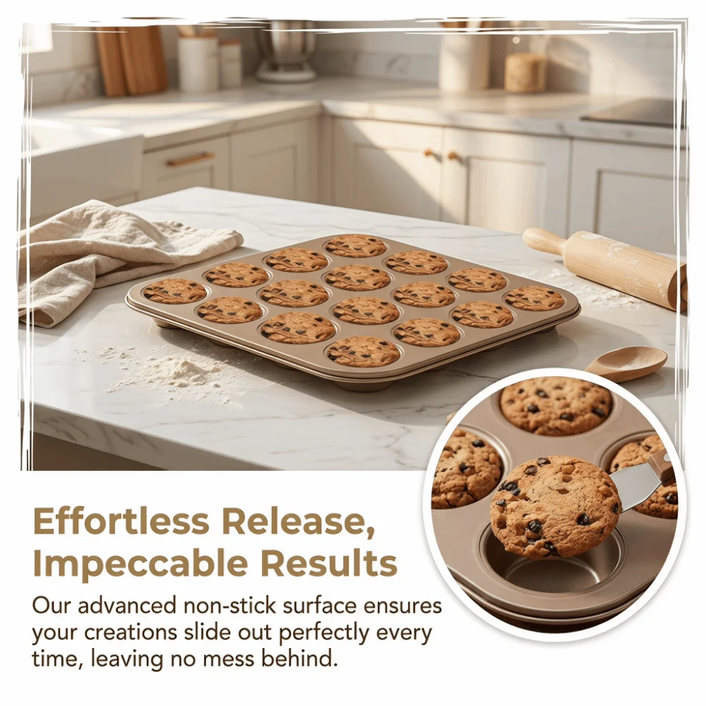 Carbon Steel Muffin Top Pan 25Hole 30Hole Macaron Bakeware Pan Non-Stick Coating Golden Finish Baking Mold Tray Macaron Baking