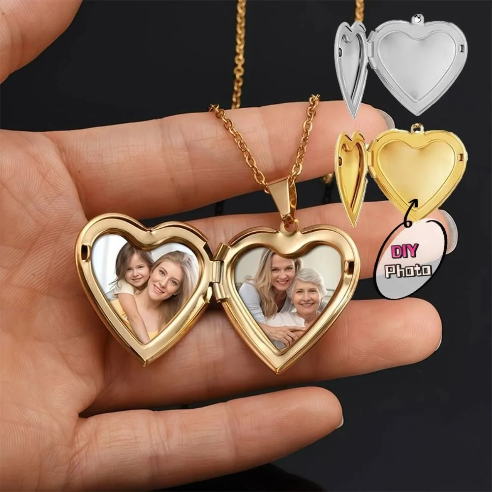 

5Pcs Y2K Heart Album Pendant Family Friendship Photo Hold Pendant Accessories Ornaments Components DIY Jewelry Making Charm