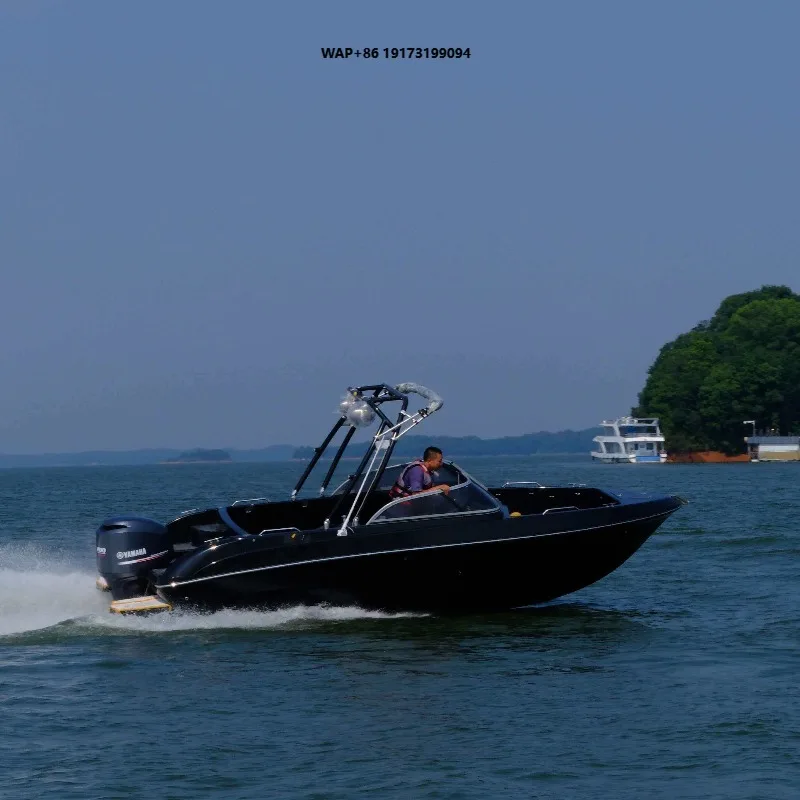 6.2m Length Fiberglass Jet Boat Water Sport Motor Boat Mini Yacht for 7 Person FRP Family Fishing Boat Outboard Engine Speedboat