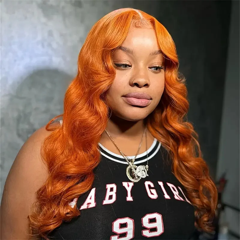 Ginger Orange 13x6 Hd Lace Front Wigs Human Hair Bone Body Wave 13x4 Human Hair Lace Frontal Wigs Transparent Lace Wig For Women