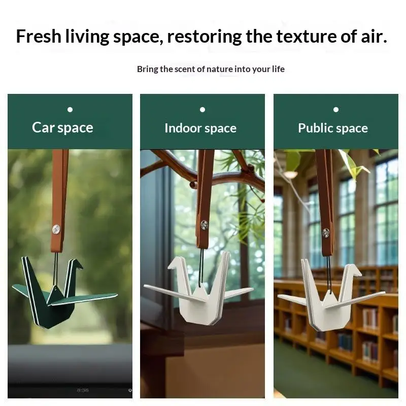 Origami Crane Scent Diffuser Aromatic Car Air Freshener Pendant Interior Rearview Mirror Decoration Hanging Accessory No Scent