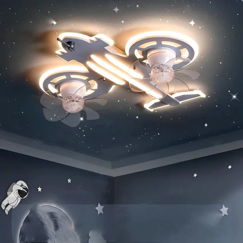 Levou lâmpada do teto com controle remoto, Fan Shaped Light, Fit for Square Fans, Modern Style