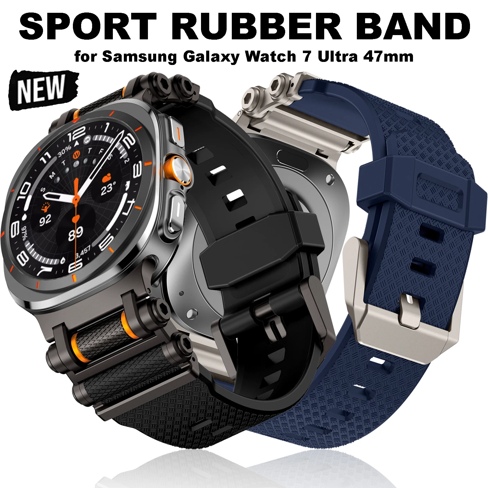 

Rubber Sports Strap for Samsung Galaxy Watch 7 Ultra 47mm Silicone Band Bracelet for Galaxy Watch Ultra 47mm Replace Accessories