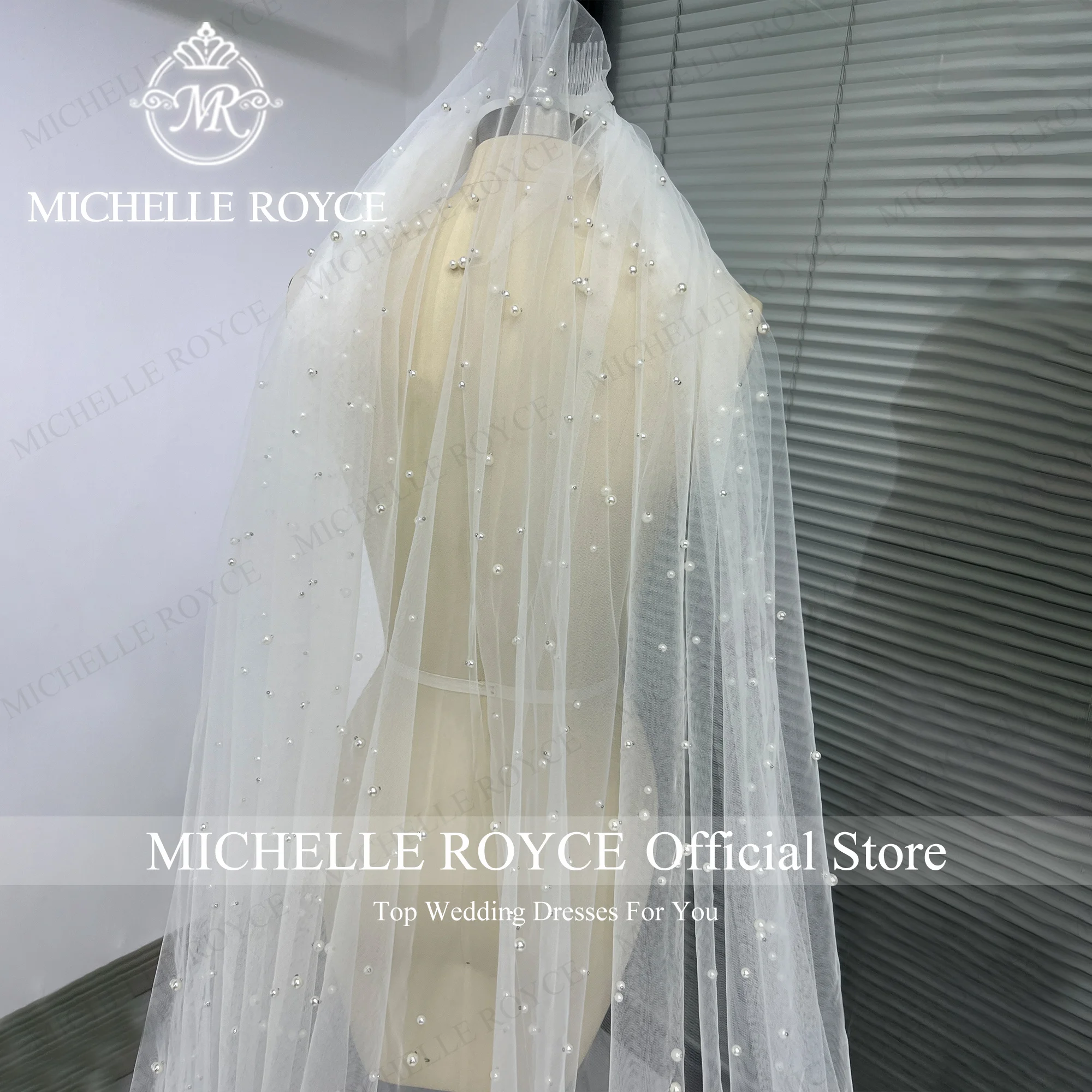 Michelle Royce Customized Adult Wedding Veils custom made length Beaded