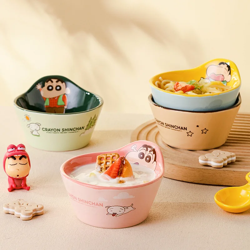 

Kawaii New Crayon Shin Chan Kids Ceramic Bowl Girl Shin-chan Camping Salad Bowl Cute Anime Peripheral Tableware Holiday Gift