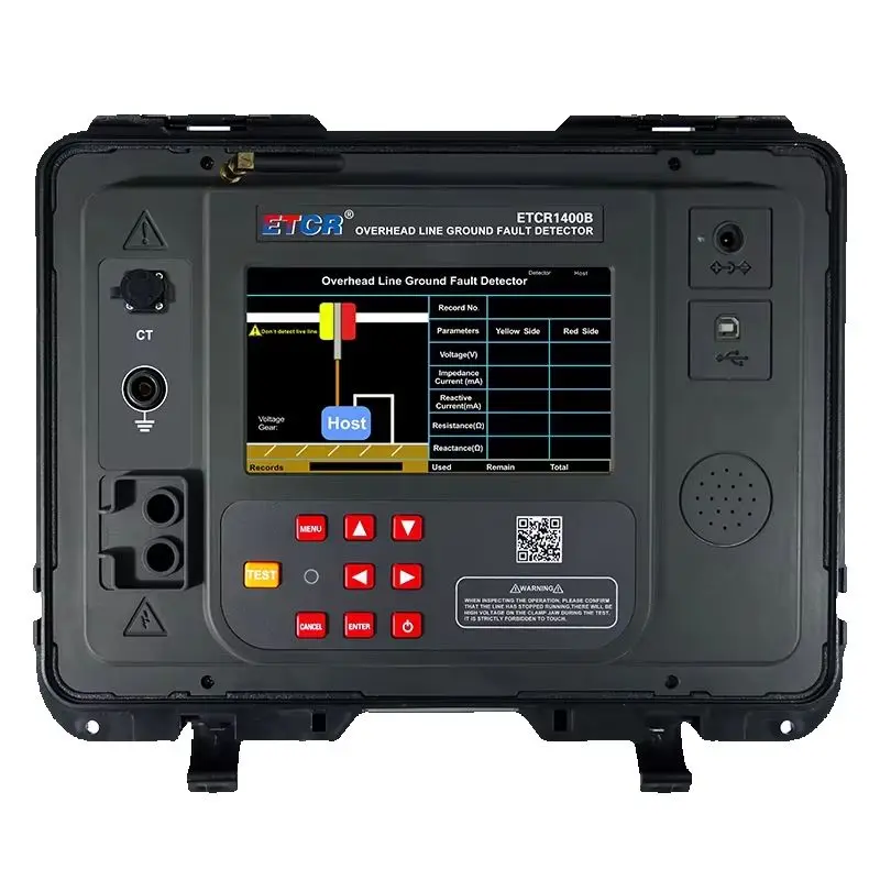ETCR1400B Arrester Insulator Breakdown Tester Integrated Overhead Line Ground Fault Detector 3000V/8000V 150kΩ 40m Blue-tooth