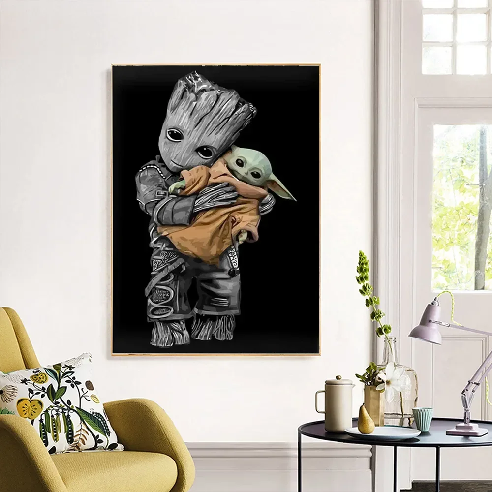 Carteles de carton para decoración del hogar, póster de Baby Yoda, pintura en lienzo, imágenes de película, impresiones artísticas de pared, fotos de decoración de sala de estar