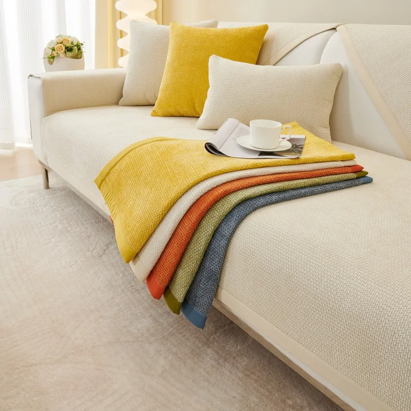 

Solid Color Chenille Sofa Mat Four Seasons Universal Sofa Cushion Sofa Towel Modern Non-slip Couch Cover for Living Room