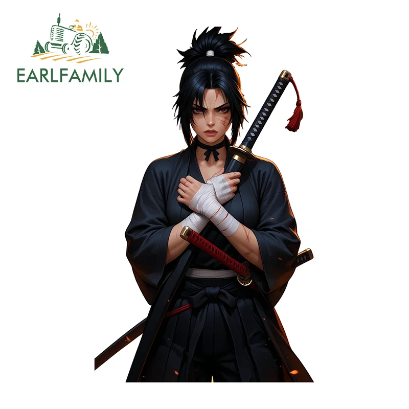 

EARLFAMILY Японская самурайская женщина: Забавные автомобильные наклейки с мечом, крутые аниме-декорации для ноутбуков, виниловые, устойчивые к царапинам, 3D-наклейки для авто