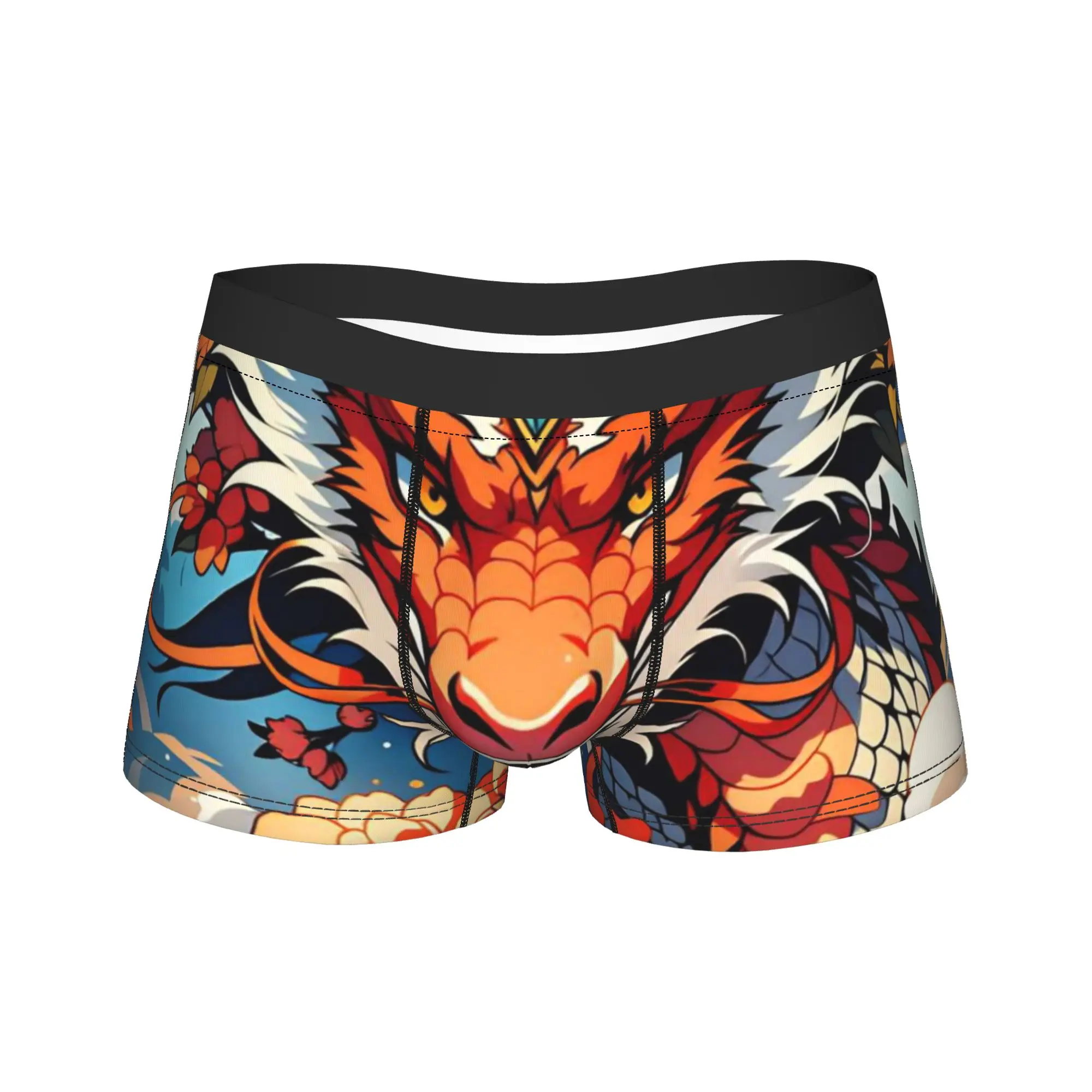 

Dragon Pattern Underwear Males Panties Custom DIY Breathable Boxershorts Hot Sale Shorts Briefs Plus Size