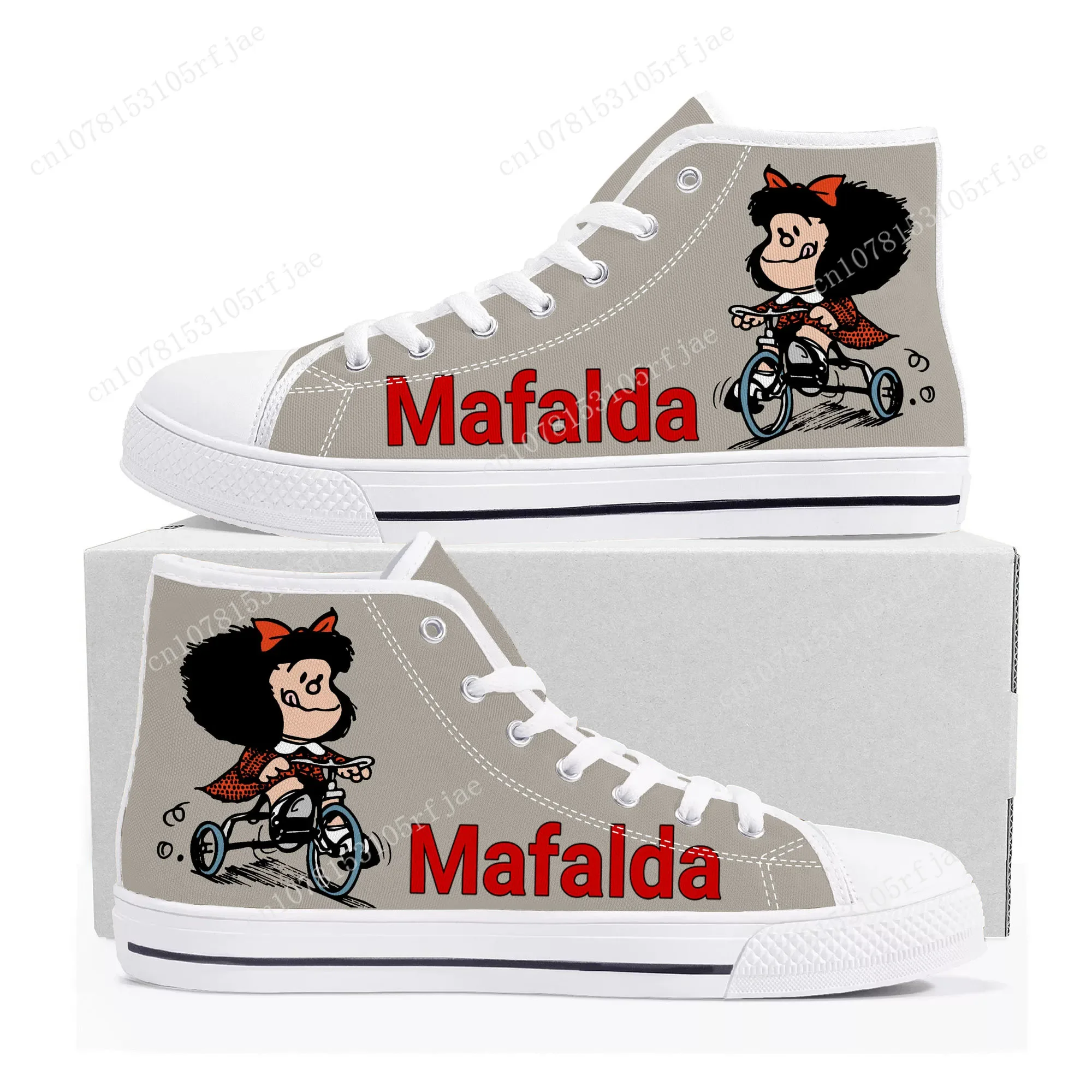 

Hot Cartoon Role Mafalda High Top Sneakers Mens Womens Teenager High Quality Fashion Canvas Shoes Casual Tailor Made Sneaker