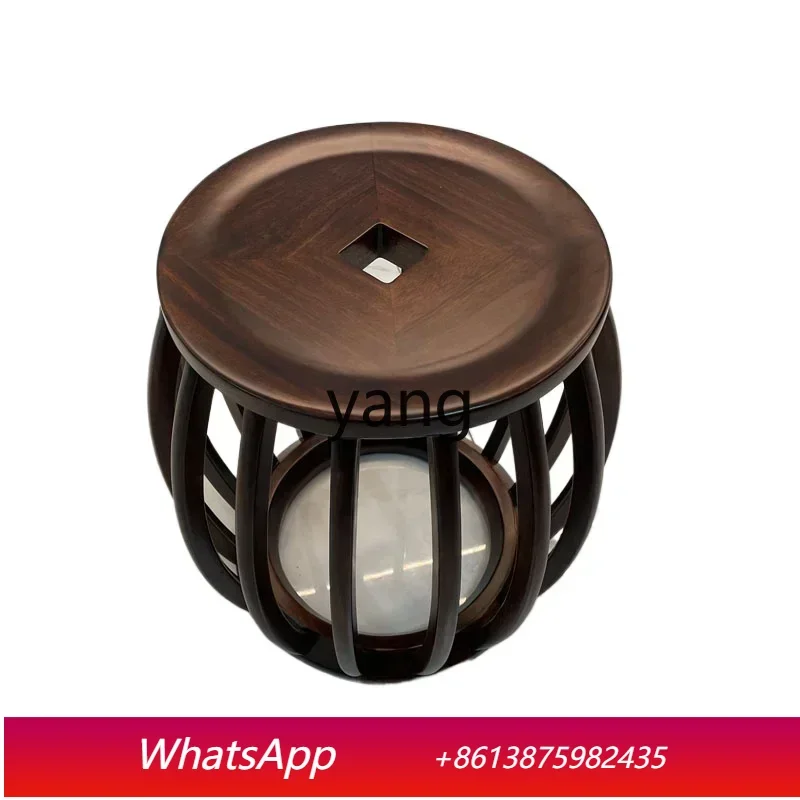 cx  ebony wood home dressing stool copper coin tea table stool drum stool round