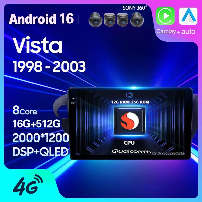 Android 16 Car Radio For Toyota Vista V50 1998 - 2003 Right hand drive Carplay Auto Multimedia Player GPS Video DSP Stereo 2 Din