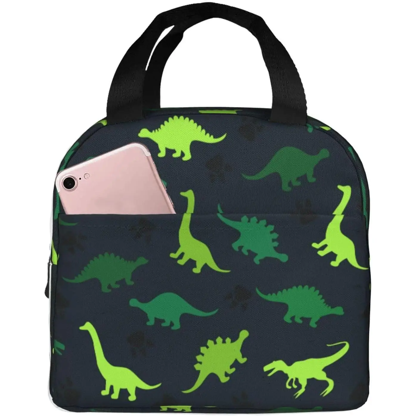 

Cartoon Dinosaurs Lunch Bag Compact Tote Bag Reusable Lunch Box Container For Women Men School Office Work, 6l