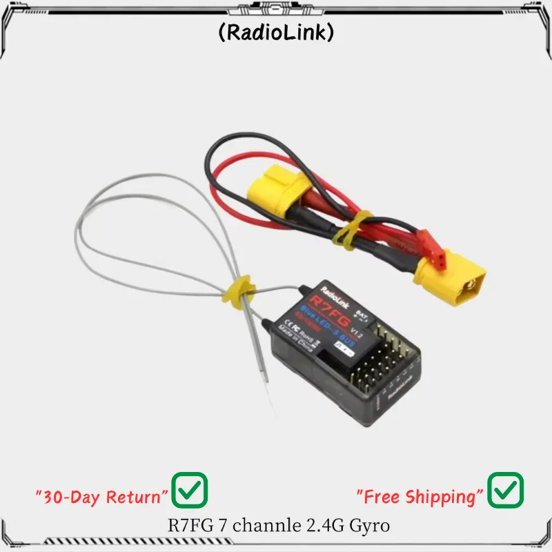Radiolink R7FG 2.4G 7CH Gyro Receiver, Telemetry 600m Range for RC Crawler/Drift Car, Voltage Sensor Long Range Control