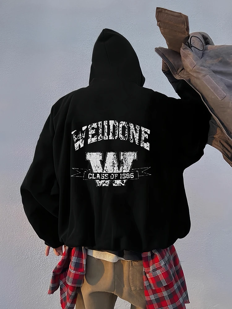 

Tra Hoodie Men's Loose Fit Fce Lined Autumn Winter Sweatirt Streetwear Casual Print Cotton Long Sve Youth Faion