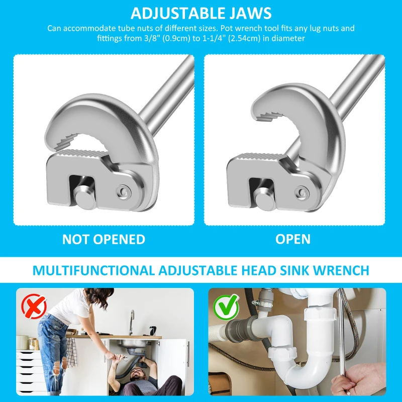 Multi Functional Activity Head Sink Wrench Hot Cold Water Faucet Sink Wrench Carbon Steel Bathroom Water Pipe Disassembly Tools