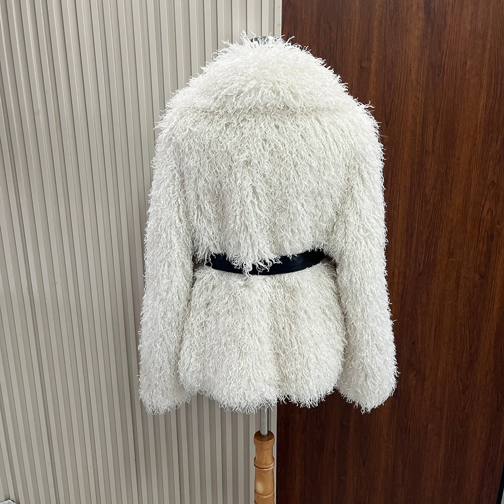 سترة نسائية شتوية بأكمام طويلة وسميكة ودافئة من الفرو الصناعي بتصميم جديد لعام 2025 معطف من الفرو المنغولي