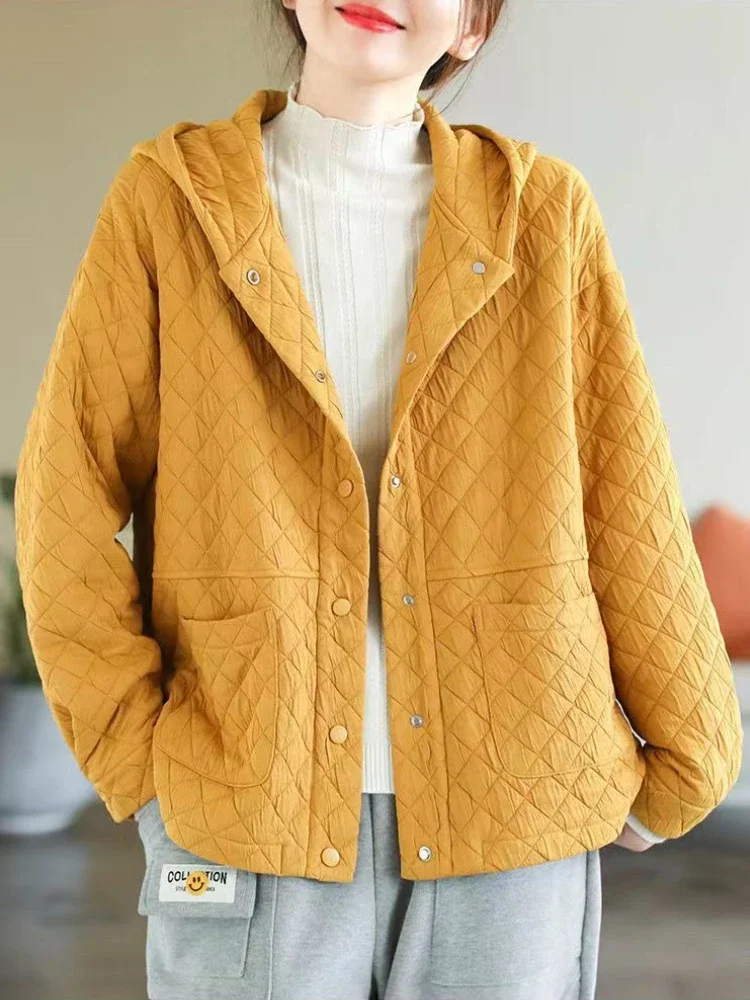 Jackets for Women Hooded Quilted Coats Autumn Winter Light Thin Coat Cotton Padded Parka Korean Clothing Female Outwear