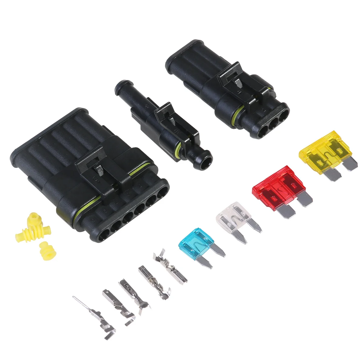 

4 Pin Waterproof Connectors Ip67 Pa66 Nylon Housing 20-14Awg Yellow Silicone Seal Red Insert For Car Truck Boat Trailer