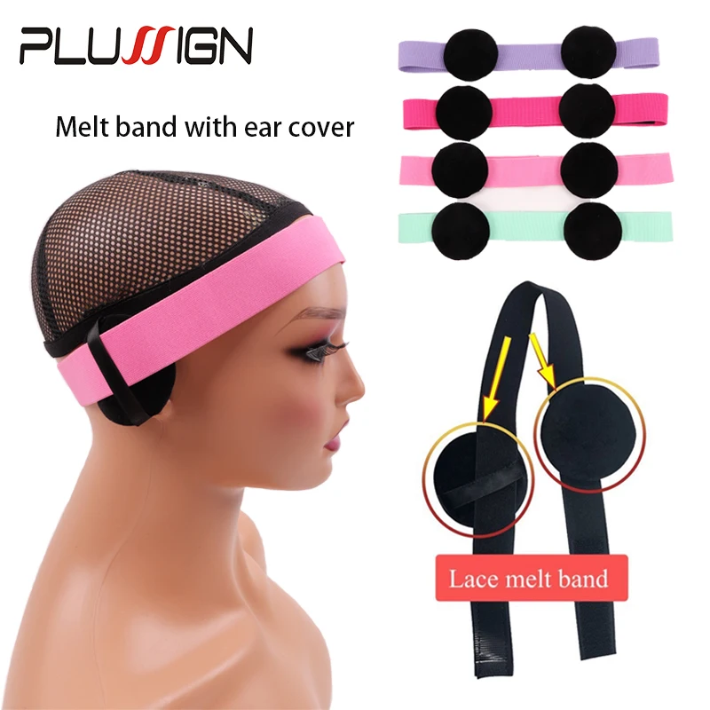 New Wig Band 5Pcs Ear Protector With Melt Band For Lace Frontal Wig Band For Edges With Earmuffs Headband With Ear Cover For Wig