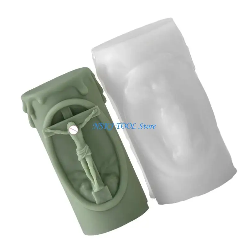 L8RC Nativity Scene Embossed Cylindrical Silicone Mold For Handmade Soap Chocolate Baking Tool Resin Casting
