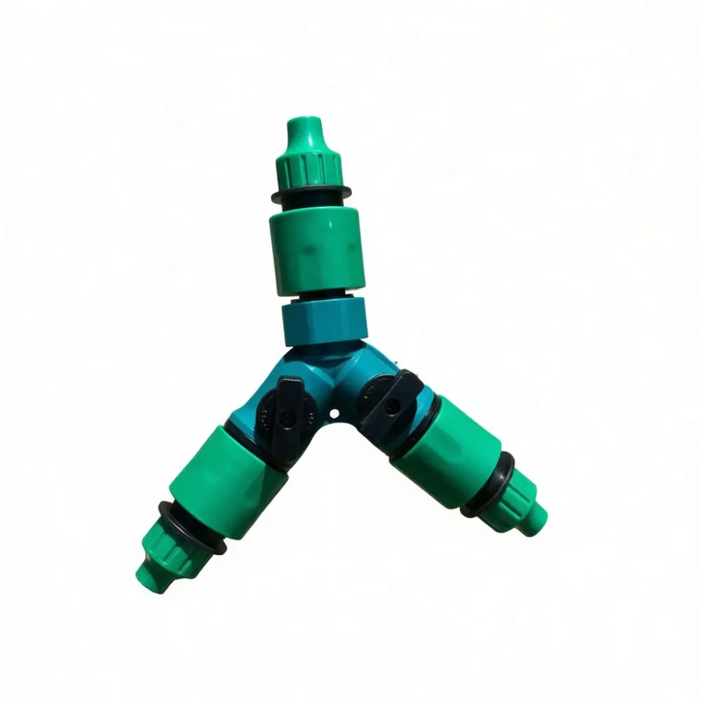 Y Shape Water Splitter Valve With Switch Garden Hose Quick Connector Adapter Irrigation Flow Control Plumbing Joint Device