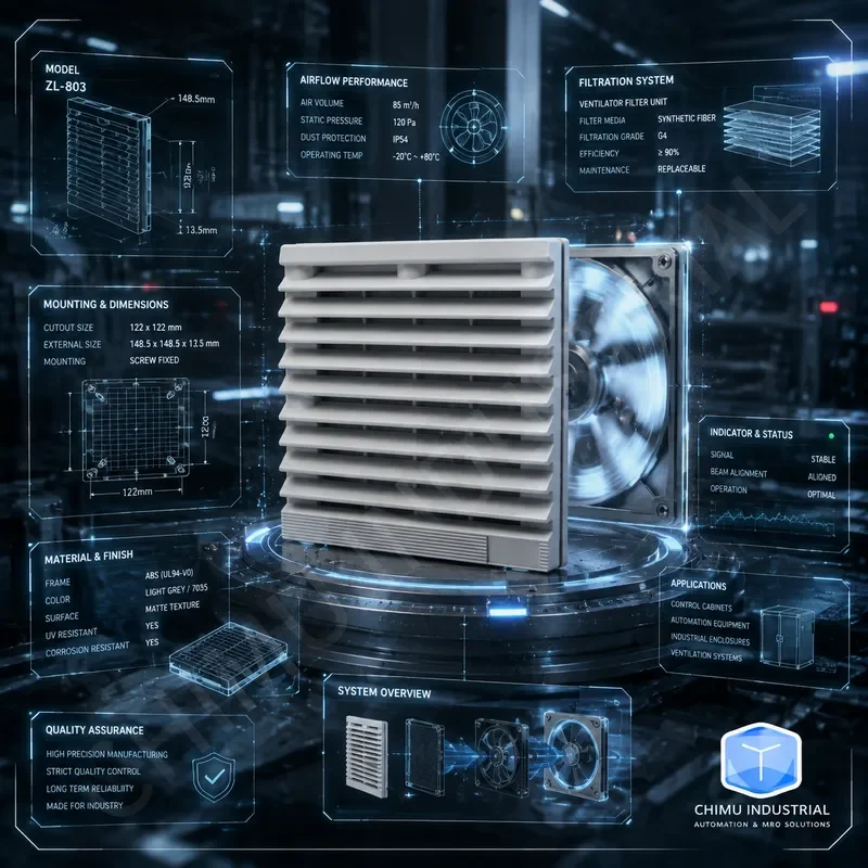 【CHIMU INDUSTRIAL】 for ZL-803 Ventilation Filter Group 12038 Axial Flow Fan with Shutter Mesh Cover DC - view 4