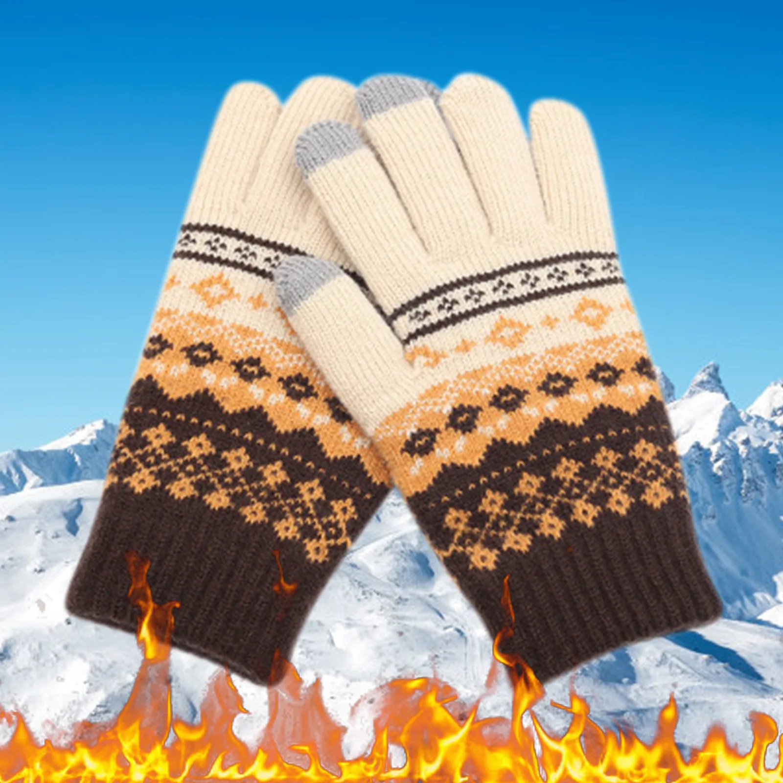 

Winter Touch Screen Gloves Women Men Warm Knitted Thicken Mittens Adult Fashionable Mitten 2024 Women's Fashion Snowflake Glove