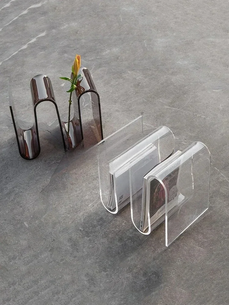 AANordic Acrylic Coffee Table Personalized Edge Magazine Shelf, Simple And Fashionable
