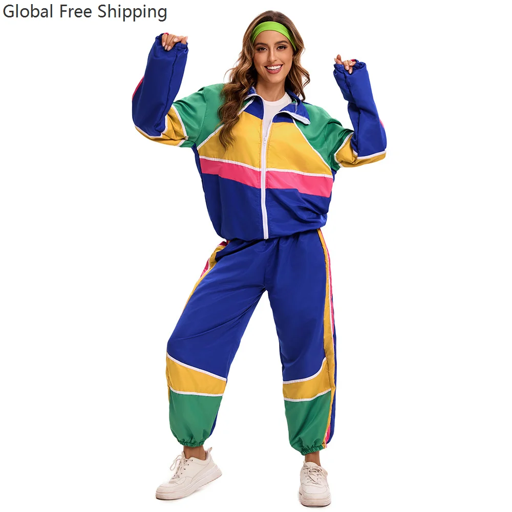 أزياء الهالوين للأزواج الهبي للنساء الذكور خمر 70s 80s روك ديسكو ملابس تنكرية الهيب هوب ديسكو الهبي زي 2026 #5