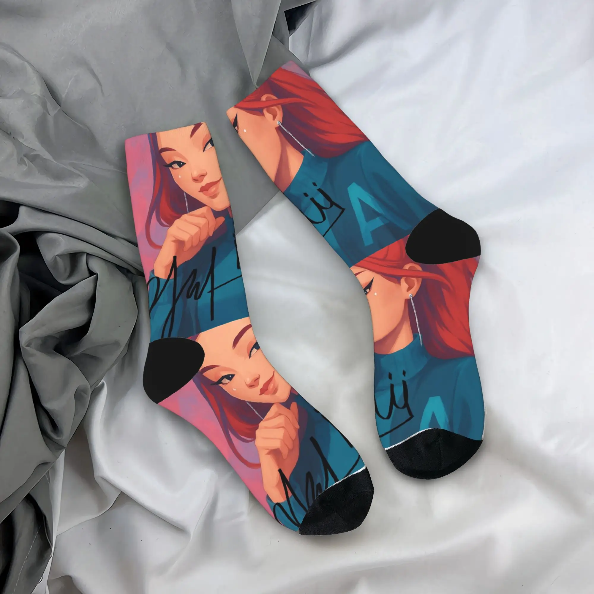 

Детские носки Saja KPop Demon Hunters Chibi Art, дизайнерские чулки, противоскользящие мужские носки, мягкие осенние носки для скалолазания в стиле ретро