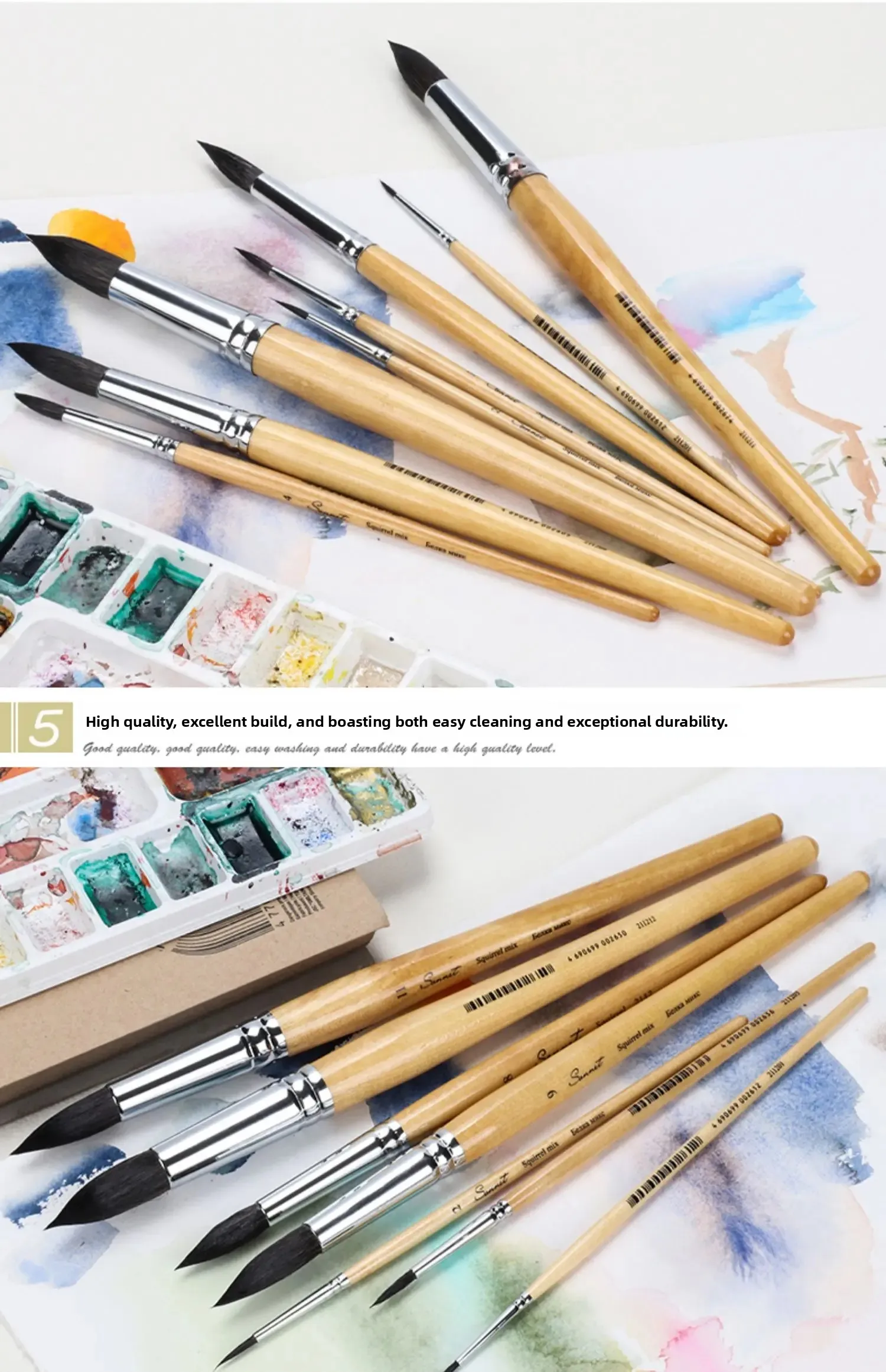 1 Stück Russische Weiße Nächte Sonnet Künstler Grade Professionelle Eichhörnchen Haar Malerei Pinsel Stift, Für Aquarell, Gouache Malerei – Detail 7