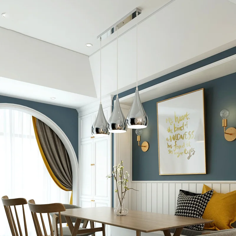 

Minimalist Light Luxury Creative Bedroom Bedside Chandeliers, Shaped Silver Lustre, Dining Room Cafe Lighting, Home Decoration
