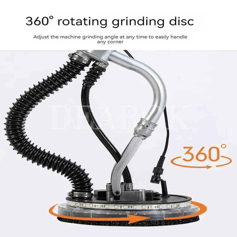 710W 1.6m Telescopic Long Pole Wall Grinding Machine Disc Sanding Machine Electric Wall Sander Polisher with LED Light 220V