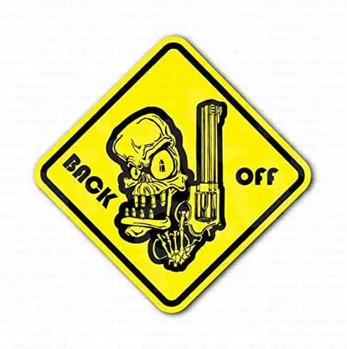 Back Off Skull Gun Warning Sign Plaques and Signs Outdoor Funny Metal Sign 12X12 inch