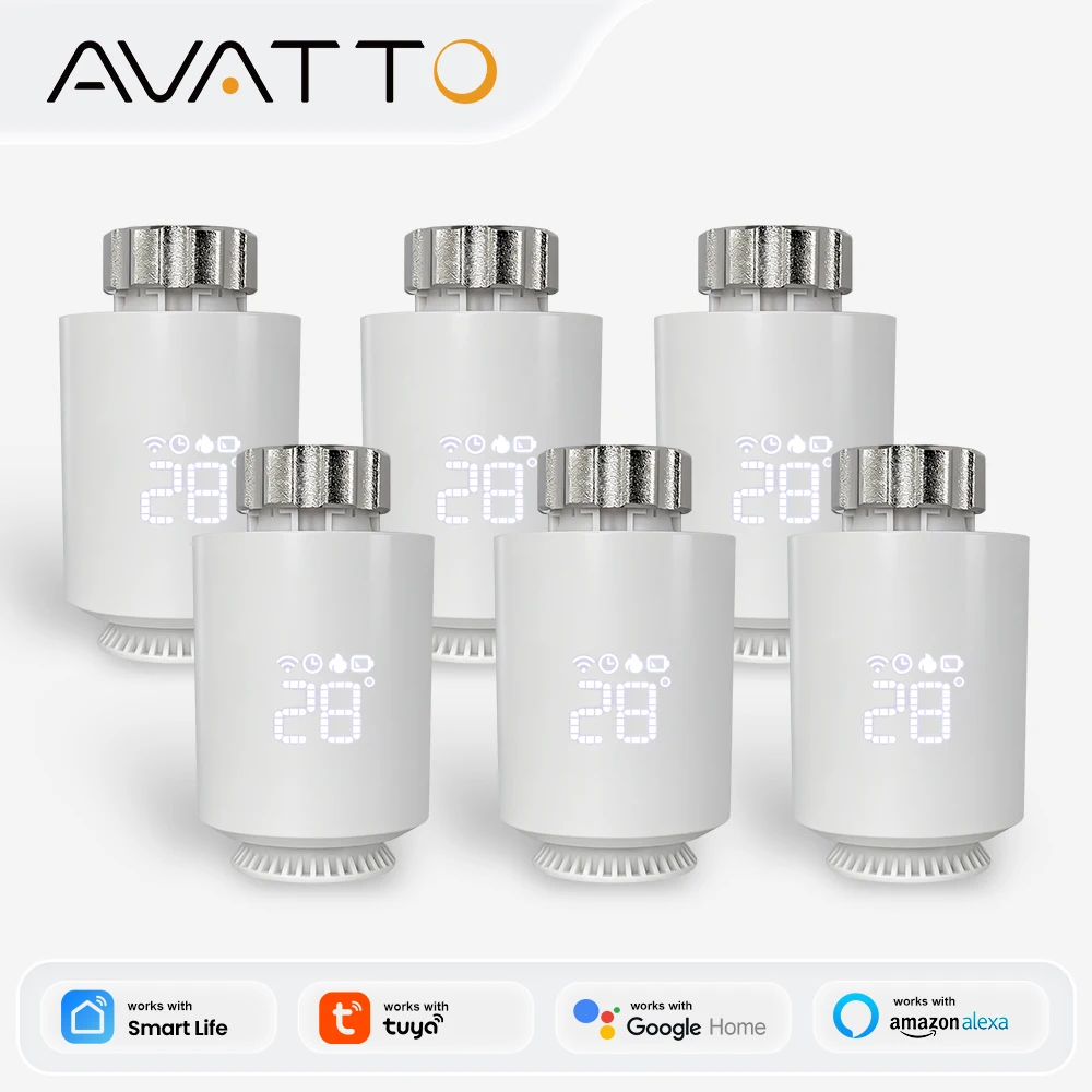 AVATTO ZigBee Thermostat Radiator Actuator,Smart TRV Thermostatic Valve Temperature Controller Support Tuya Alexa Google Home